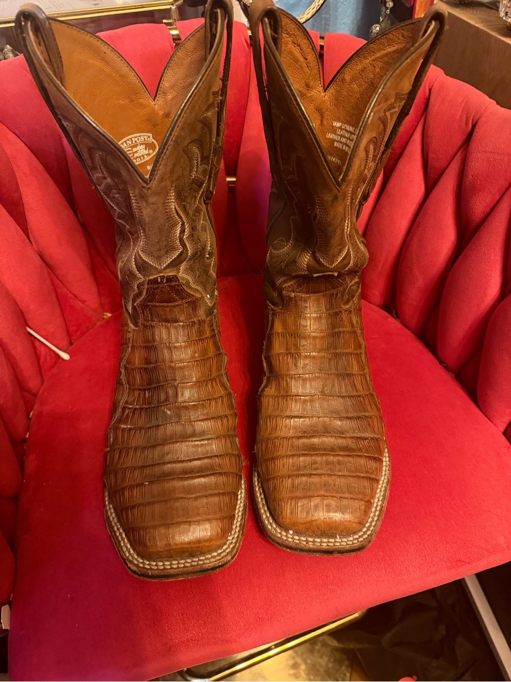 Dan Post Brown Exotic Croc-Embossed Cowboy Boots